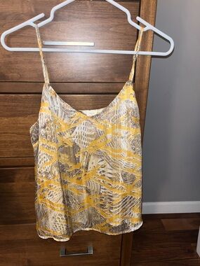 Abstract Print Spaghetti-Strap Cami - Yellow & Gray